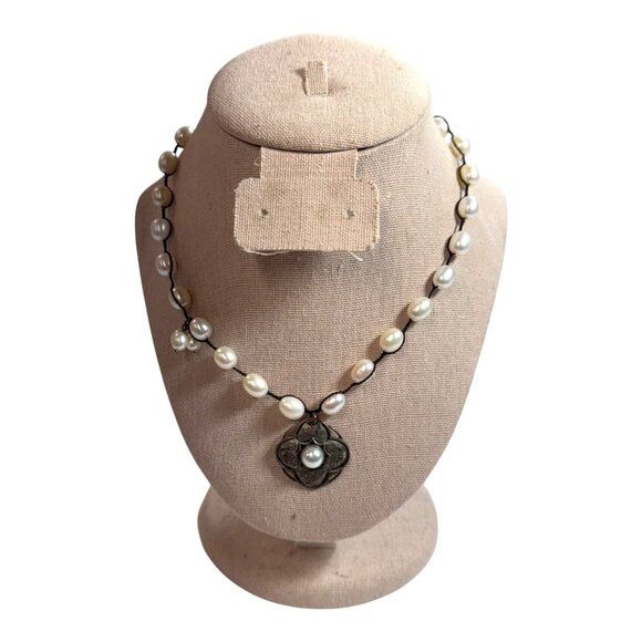 SILPADA Sterling Silver Freshwater Pearl Rhyannon Pendant Necklace N2327 - 17" - Picture 1 of 9